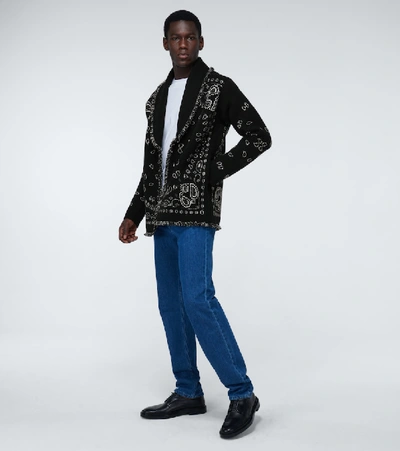 Shop Alanui Bandana Jacquard Cardigan In Black