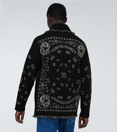 Shop Alanui Bandana Jacquard Cardigan In Black