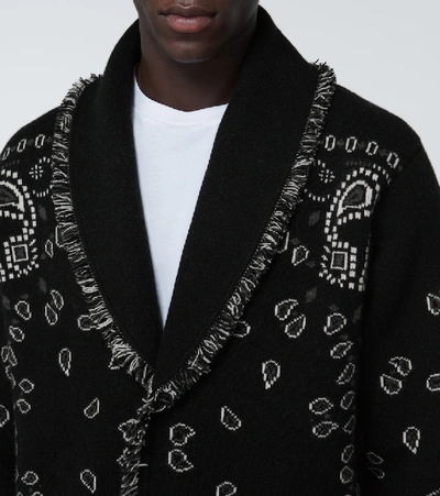 Shop Alanui Bandana Jacquard Cardigan In Black