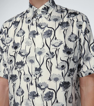 Shop Fendi Floral Printed Silk Shirt In White