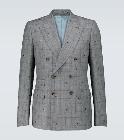 Shop Gucci Signoria Double-breasted Blazer In Grey