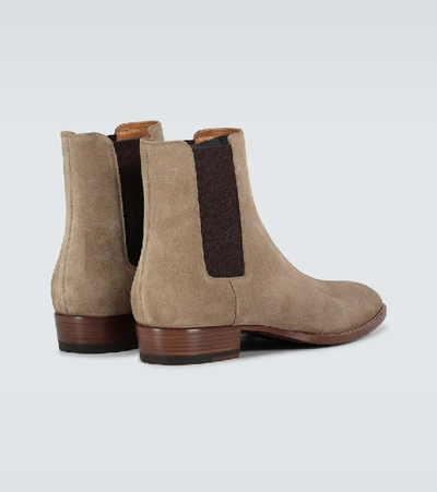Saint Laurent Beige Suede Wyatt Chelsea Boots In New Sigaro