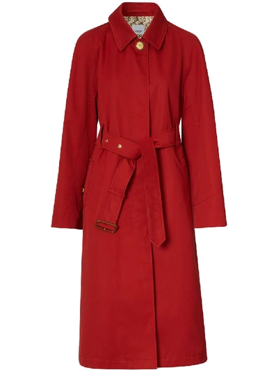 Shop Burberry Tropical Belted Coat In Red