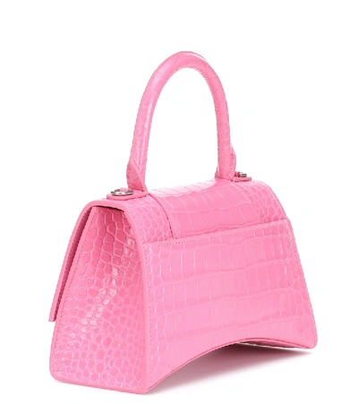Shop Balenciaga Hourglass Small Leather Tote In Pink