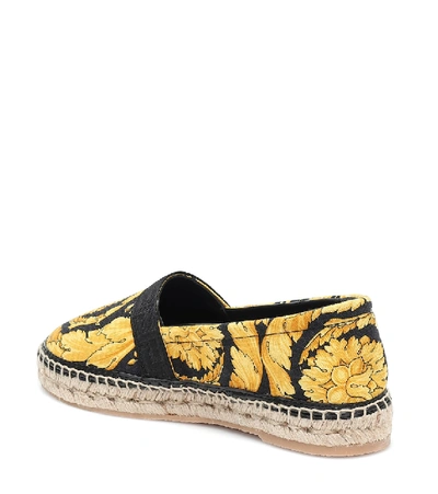 Shop Versace Printed Espadrilles In Gold