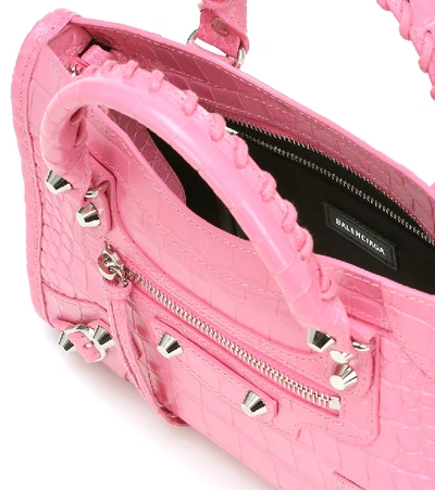 Shop Balenciaga Classic City Mini Croc-effect Leather Tote In Pink