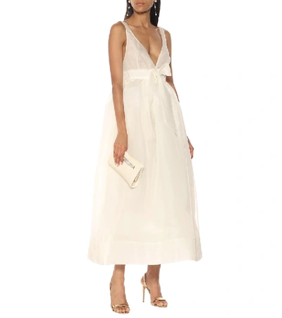 Shop Brock Collection Bridal Rosella Silk-organza Maxi Dress In White