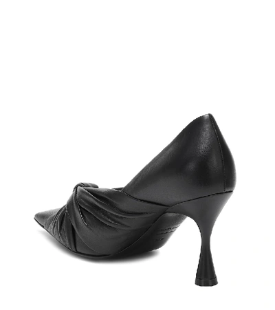 Shop Balenciaga Drapy Leather Pumps In Black