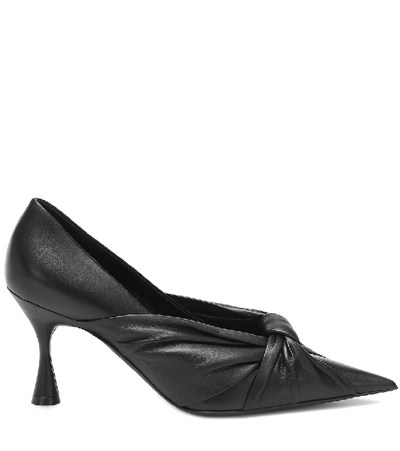 Shop Balenciaga Drapy Leather Pumps In Black