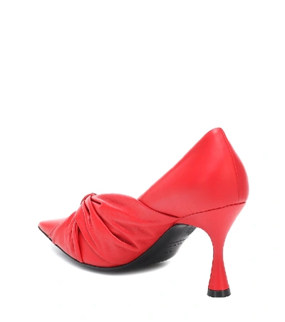 Shop Balenciaga Drapy Leather Pumps In Red