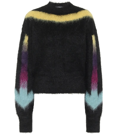 Shop Off-white Arrows Fuzzy Mohair-blend Sweater In Black