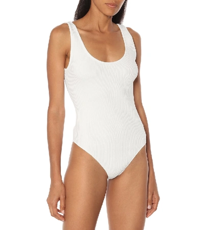 Shop Vince Ribbed-jersey Bodysuit In White