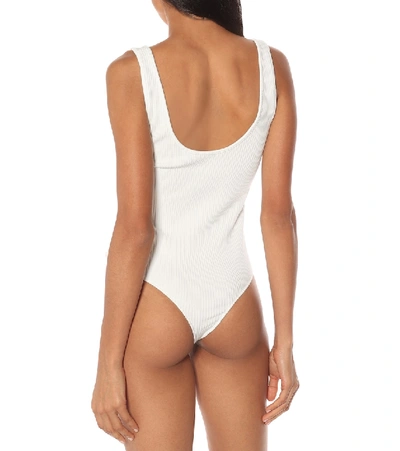 Shop Vince Ribbed-jersey Bodysuit In White