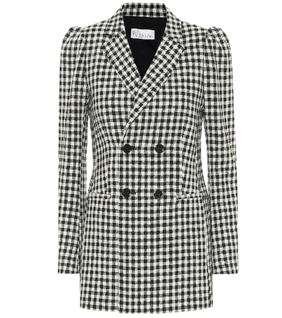 Shop Red Valentino Gingham Double-breasted Blazer In Black
