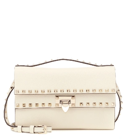 Shop Valentino Rockstud Small Leather Shoulder Bag In White
