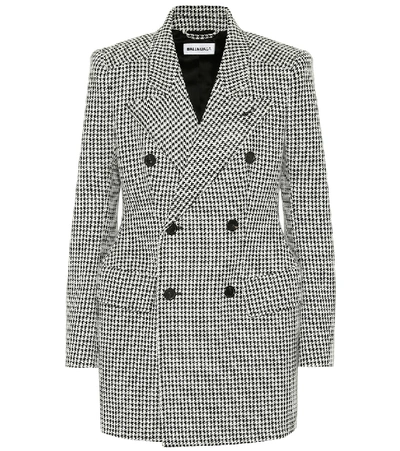 Shop Balenciaga Hourglass Wool-blend Blazer In Black