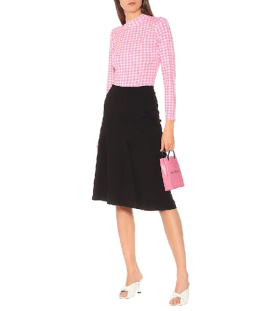 Shop Balenciaga Stretch-cotton Midi Skirt In Black