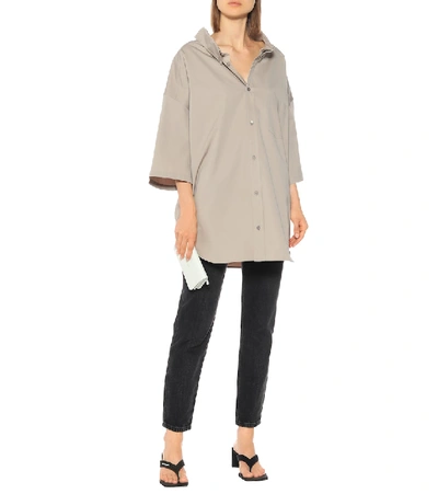 Shop Balenciaga Swing Oversized Cotton Shirt In Brown