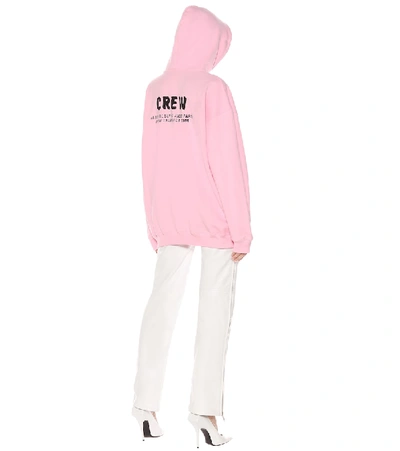 Shop Balenciaga Crew Oversized Cotton-fleece Hoodie In Pink