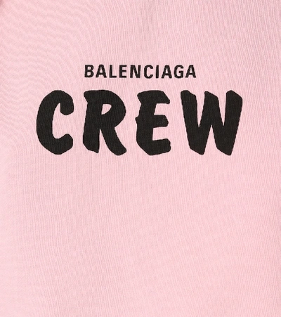 Shop Balenciaga Crew Oversized Cotton-fleece Hoodie In Pink