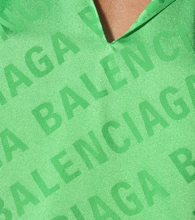 Shop Balenciaga Jacquard Silk Blouse In Green