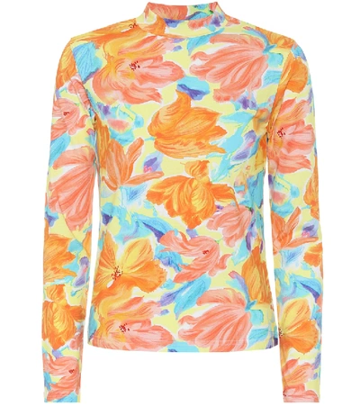 Shop Balenciaga Floral Jersey Top In Orange