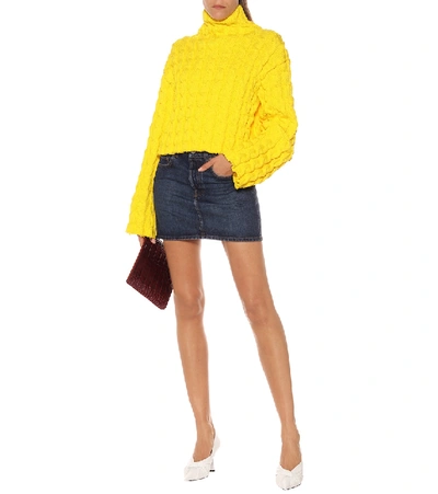 Shop Balenciaga Cable-knit Turtleneck Sweater In Yellow