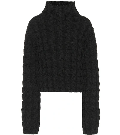 Shop Balenciaga Cable-knit Turtleneck Sweater In Black