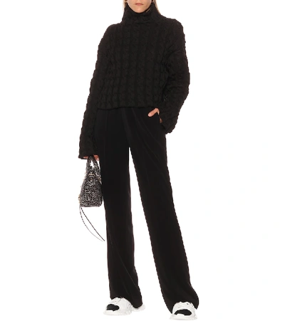Shop Balenciaga Cable-knit Turtleneck Sweater In Black