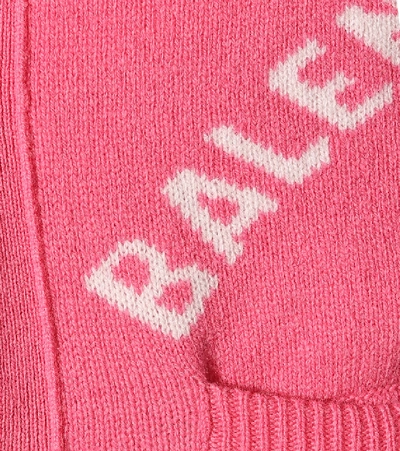 Shop Balenciaga Logo-intarsia Stretch-wool Cardigan In Pink