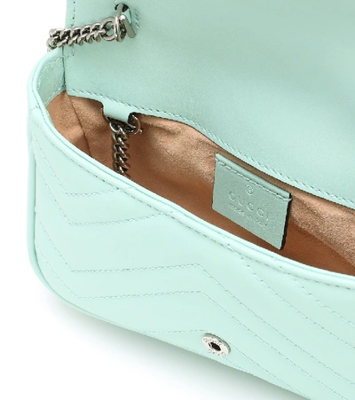 Shop Gucci Gg Marmont Super Mini Leather Shoulder Bag In Green