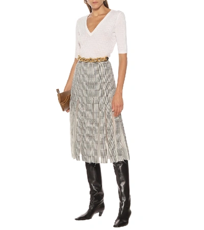 Shop Gabriela Hearst Binka Checked Wool Midi Skirt In Grey