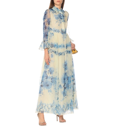 Shop Valentino Silk Organza Gown In Blue