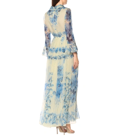 Shop Valentino Silk Organza Gown In Blue