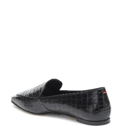Shop Aeyde Aurora Croc-effect Leather Loafers In Black