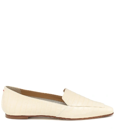 Shop Aeyde Aurora Croc-effect Leather Loafers In White