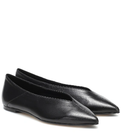 Shop Aeyde Moa Leather Ballet Flats In Black