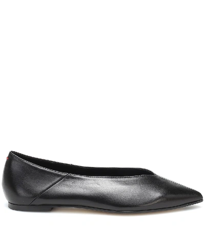 Shop Aeyde Moa Leather Ballet Flats In Black