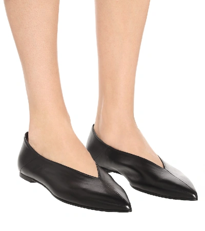 Shop Aeyde Moa Leather Ballet Flats In Black