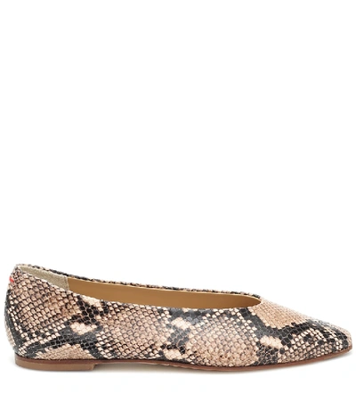 Shop Aeyde Betty Leather Ballet Flats In Beige