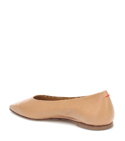 Shop Aeyde Betty Leather Ballet Flats In Beige
