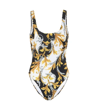 Shop Versace Printed Swimsuit In Gold