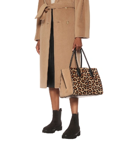 Shop Tod's Holly Medium Leopard-print Suede Tote In Brown