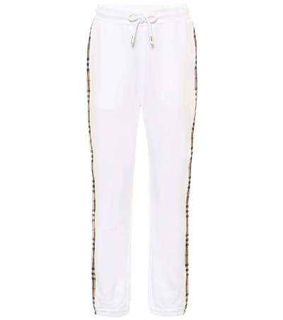 Shop Burberry Vintage Check Cotton Trackpants In White