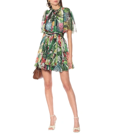 Shop Dolce & Gabbana Printed Chiffon Minidress In Multicoloured