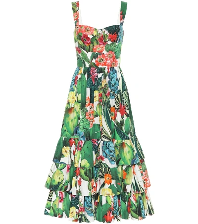 Shop Dolce & Gabbana Printed Cotton-poplin Maxi Dress In Multicoloured