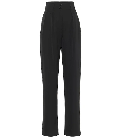 Shop Alaïa High-rise Straight Wool Pants In Black