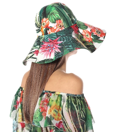 Shop Dolce & Gabbana Printed Cotton-poplin Hat In Multicoloured