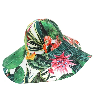 Shop Dolce & Gabbana Printed Cotton-poplin Hat In Multicoloured