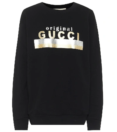 Shop Gucci Logo Cotton Sweater In Black